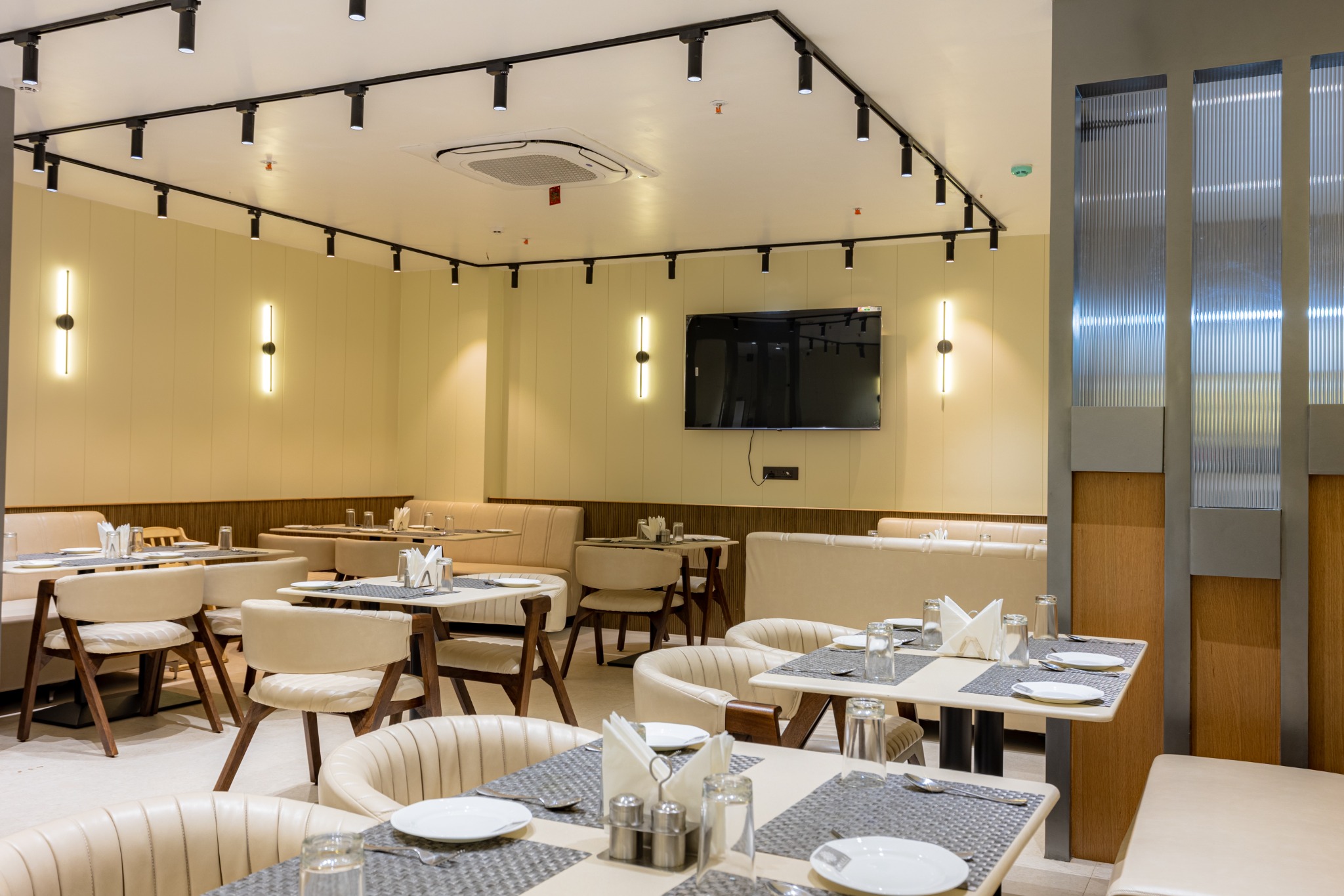 Room interior with TV and storage